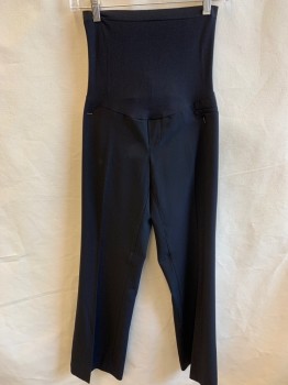 Womens, Maternity, MOTHERHOOD, Black, Polyester, Rayon, Solid, M, Maternity, Extended High Waist, 3 Pockets