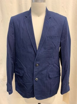 Mens, Sportcoat/Blazer, CARDUCCI, Navy Blue, Violet Purple, Cotton, Wool, Solid, Stripes - Horizontal , 38R, Micro 2 Color Weave, Single Breasted, 2 Buttons, Notched Lapel, 1 Chest Welt Pocket, 3 Besom Pockets, Center Back, Vent Back