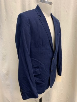 CARDUCCI, Navy Blue, Violet Purple, Cotton, Wool, Solid, Stripes - Horizontal , Micro 2 Color Weave, Single Breasted, 2 Buttons, Notched Lapel, 1 Chest Welt Pocket, 3 Besom Pockets, Center Back, Vent Back