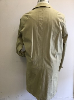 Mens, Coat, Trenchcoat, LONDON FOG, Khaki Brown, Poly/Cotton, Solid, 44, Single Breasted, Collar Attached, 2 Pockets, Triples,