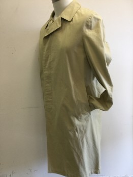 Mens, Coat, Trenchcoat, LONDON FOG, Khaki Brown, Poly/Cotton, Solid, 44, Single Breasted, Collar Attached, 2 Pockets, Triples,