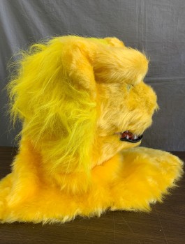 N/L, Yellow, Faux Fur, Plastic, Panther, Yellow Plush with Green Glass Eyes, Detailed Black Nose and Open Mouth with Teeth/Tongue,