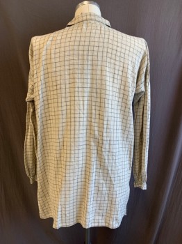 MTO, Cream, Charcoal Gray, White, Cotton, Plaid, 1700S, V-N, C.A., 2 Buttons at Neck, L/S, MULTIPLES