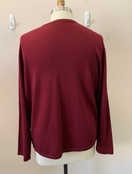 Mens, Pullover Sweater, ALFANI, Red Burgundy, Wool, Solid, 2XL, V-N, L/S