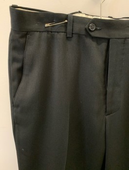 PROTOCOL, Black, Polyester, Solid, F.F, Zip Front, with Tab Closure, Belt Loops, 2 Slant Pockets, 2 Back Pockets