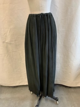 Womens, Historical Fiction Skirt, MTO, Forest Green, Cotton, Solid, Textured Fabric, W26, Drawstring Waistband *Aged/Distressed*