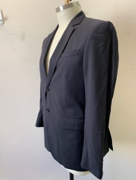 Mens, Sportcoat/Blazer, BURBERRY, Black, Wool, Solid, 44L, Single Breasted, Notched Lapel, 2 Buttons, 3 Pockets