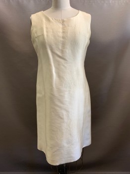 Saks Fifth Ave, Champagne, Polyester, Solid, Sleeveless, Round Neck with V Cut, Loose Fit, Vertical Seams, Back Zipper,