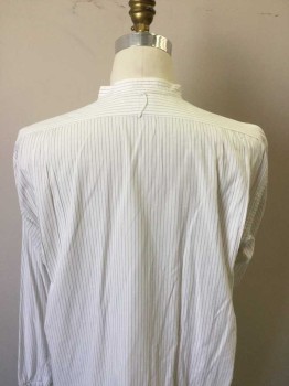 DC HEGER, White, Black, Cotton, Stripes, Upper Class Shirt, TexturedWhite Stripes with Black Pinstripe, Collar Band, Button Front, Long Sleeves & French Cuffs