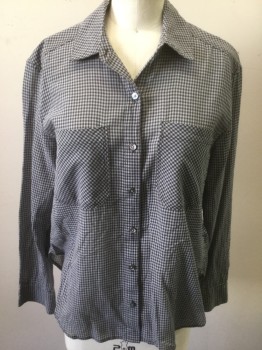 JAMES PERSE, Gray, Black, Cotton, Plaid - Tattersall, Collar Attached, Button Front, 2 Patch Pocket,