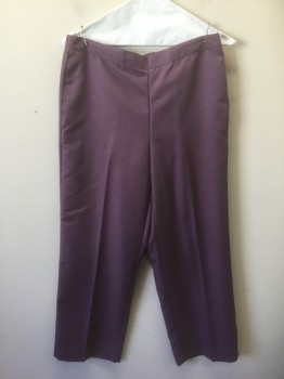ALFRED DUNNER, Lavender Purple, Polyester, Solid, 1" Wide Waistband, Elastic Waist in Back, Straight Leg, 2 Side Pockets