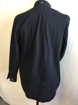 GANT , Black, Cotton, Solid, Heavy Thick Cotton, Collar Attached, Button Down, Button Front, 1 Pocket, Long Sleeves,