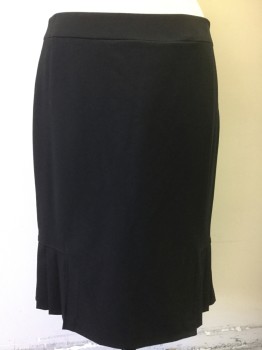 TAHARI, Black, Polyester, Rayon, Solid, Side Zipper, Knife Pleats on the Sides