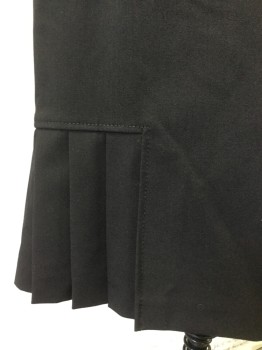 TAHARI, Black, Polyester, Rayon, Solid, Side Zipper, Knife Pleats on the Sides