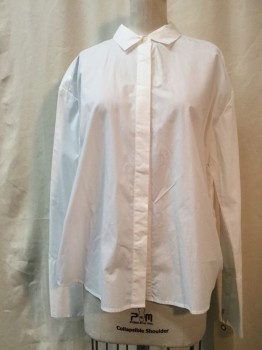 A NEW DAY, White, Cotton, Solid, Button Front, Collar Attached, Long Sleeves, French Cuffs,