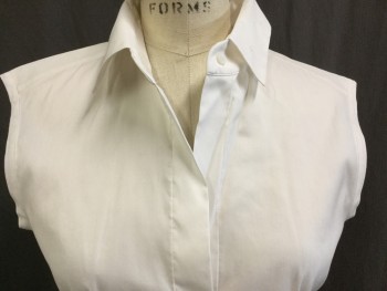 BOSS, White, Cotton, Solid, White, V-neck, with Collar Attached, Sleeveless, Both Side Zip