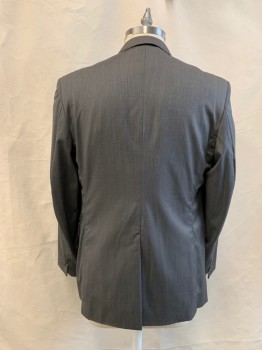 JOS A. BANKS, Gray, Wool, Birds Eye Weave, Single Breasted, Collar Attached, Notched Lapel, Hand Picked Collar/Lapel, 2 Buttons,  3 Pockets