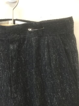 TORCH, Charcoal Gray, Lt Gray, Wool, Speckled, Charcoal with Light Gray Vertical Streaks, Double Pleated, Tapered Leg, Zip Fly, 3 Pockets, Has An 80's Does 1950's Retro Look, **Has Subtle Gusset Added in Center Back