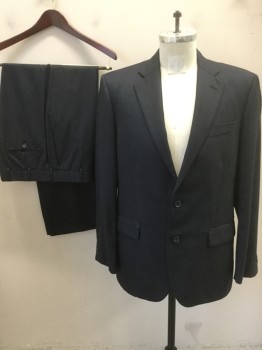 BROOKS BROTHERS, Navy Blue, Black, Wool, 2 Color Weave, Birds Eye Weave, Single Breasted, 2 Buttons,  3 Pockets, Notched Lapel, Double Back Vent