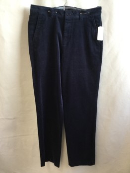 Mens, Casual Pants, BROOKS BROTHERS, Navy Blue, Cotton, Solid, 31/32, Flat Front, Zip Front,  Pockets