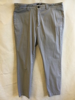 Mens, Slacks, THEORY, Lt Gray, Cotton, Elastane, Solid, 36/31, 1.5" Waistband with Belt Hoops, Flat Front, Zip Front, 4 Pockets