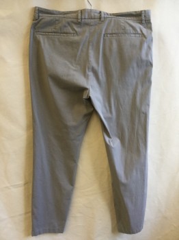 Mens, Slacks, THEORY, Lt Gray, Cotton, Elastane, Solid, 36/31, 1.5" Waistband with Belt Hoops, Flat Front, Zip Front, 4 Pockets