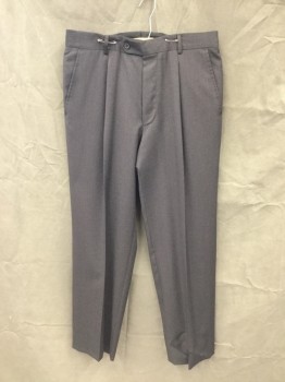 Mens, Slacks, HUGO BOSS, Charcoal Gray, Wool, Solid, 32/30, Pleated Front, Zip Fly, Button Tab Closure, 4 Pockets, Belt Loops