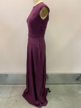 NO LABEL, Purple, Polyester, Solid, Sleeveless, Round Neck, Inverted Seam, Back Zipper, Made To Order,