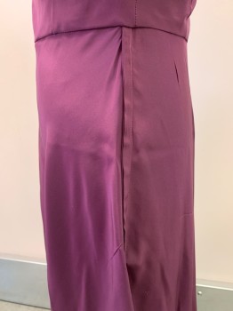 NO LABEL, Purple, Polyester, Solid, Sleeveless, Round Neck, Inverted Seam, Back Zipper, Made To Order,