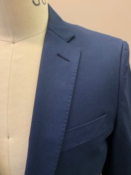 Mens, Sportcoat/Blazer, J. CREW LARUSMIANI, Navy Blue, Cotton, Solid, 36R, Single Breasted, 2 Buttons, Notched Lapel, 3 Pockets,