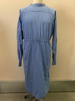 Unisex, Surgical Gown, NO LABEL, Lt Blue, Polyester, Cotton, Solid, OS, L/S, Crew neck, Back Ties, Adjustable Waist