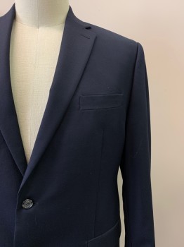 Mens, Sportcoat/Blazer, RALPH LAUREN, Navy Blue, Wool, Solid, 44R, 2 Buttons, Single Breasted, Notched Lapel, 3 Pockets,