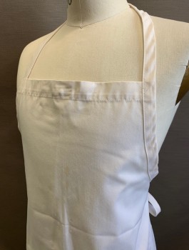 CHEF WORKS, White, Poly/Cotton, Solid, Twill, No Pockets, Self Ties at Waist, Multiples, **Has Some Stains