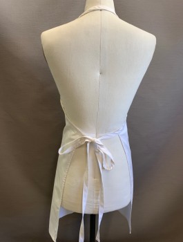 CHEF WORKS, White, Poly/Cotton, Solid, Twill, No Pockets, Self Ties at Waist, Multiples, **Has Some Stains
