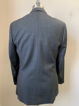 Mens, Sportcoat/Blazer, J CREW, Charcoal Gray, Gray, Wool, 2 Color Weave, 42R, 2 Buttons, Single Breasted, Notched Lapel, 3 Pockets,