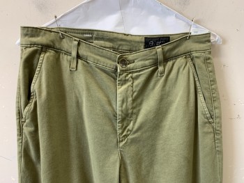 Womens, Pants, AG, Olive Green, Polyester, Cotton, Solid, 28, F.F, Side Pockets, Zip Front, Belt Loops