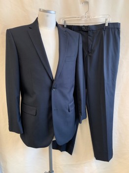 GIORGIO FIORELLI, Midnight Blue, Wool, Solid, Single Breasted, 2 Buttons, Notched Lapel, 3 Pockets, 2 Back Vent