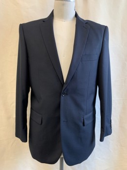GIORGIO FIORELLI, Midnight Blue, Wool, Solid, Single Breasted, 2 Buttons, Notched Lapel, 3 Pockets, 2 Back Vent