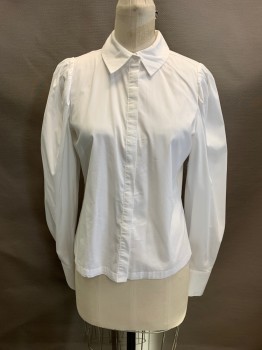 BEUA TILLEY BAR III, White, Cotton, Polyester, C.A., Button Front, L/S, Pleated Shoulders