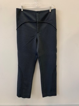 Mens, Sci-Fi/Fantasy Pants, MTO, Charcoal Gray, Polyester, Solid, Textured Fabric, 32/31, Zip Closure, F.F, Charcoal Gray Pipe Trim