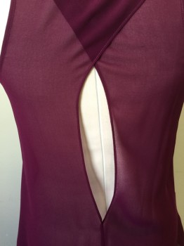 SILENCE + NOISE, Red Burgundy, Cotton, Silk, Heathered, Heather Burgundy Front, Scoop Neck, 1" Straps, Solid Sheer Burgundy Overlap Criss-cross/ Key Hole Back, Flair Bottom