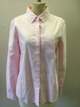 UNIQLO, Lt Pink, Cotton, Solid, L/S, Bttn Down Collar, 1 Pckt,