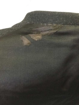 Mens, Historical Fiction Vest, MTO, Charcoal Gray, Wool, Silk, 40, 6 Buttons, 4 Pockets, Heathered Charcoal Wool, Black Silk Back with Shattered Silk on Left Shoulder See Photo Attached, Adjustable Belt, 1800's