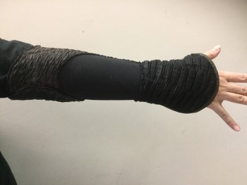 Unisex, Sci-Fi/Fantasy Gauntlets, MTO, Black, Plum Purple, Olive Green, Synthetic, OS, Made To Order, Pleated, Based on Powernet, Zipper, Aged/Distressed,  PAIR,