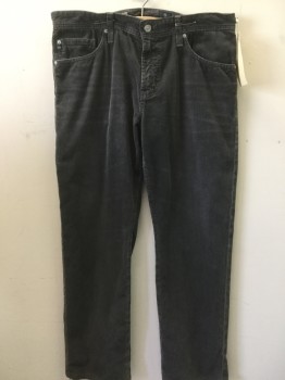 Mens, Casual Pants, AG, Gray, Cotton, Solid, 30, 34, Protege, 5 + Pockets, Corduroy
