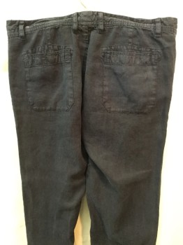Mens, Casual Pants, JAMES PERSE, Midnight Blue, Linen, Solid, 31, 34S, Zip Front, 4 Pockets, Belt Loops, Casual Elegance or Homeless