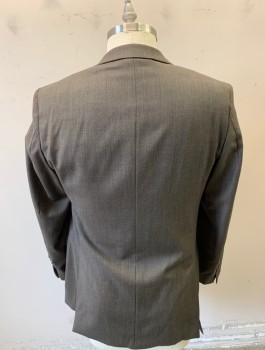 DONALD TRUMP, Brown, Wool, Solid, Single Breasted, Notched Lapel, 2 Buttons, 3 Pockets, Brown Paisley Lining
