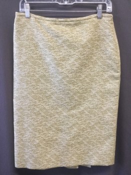 Womens, Skirt, Knee Length, TASTE LUX BARNEYS, Moss Green, Cream, Polyester, Rayon, Abstract , 8, Straight, Invisible Side Zipper, Back Kick Pleat, Narrow Waistband,