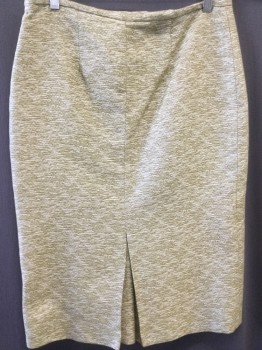 Womens, Skirt, Knee Length, TASTE LUX BARNEYS, Moss Green, Cream, Polyester, Rayon, Abstract , 8, Straight, Invisible Side Zipper, Back Kick Pleat, Narrow Waistband,