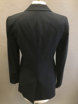 Womens, Blazer, TED BAKER, Black, Polyester, Spandex, Solid, B36, 2, Single Breasted, 2 Buttons,  Notched Lapel, Twill Weave,  2 Pockets, Princess Seams